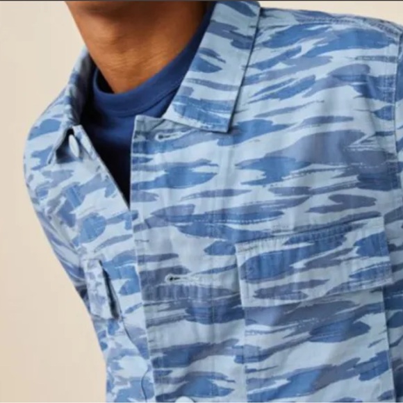 Mens Free Assembly  Fatigue Jacket with Long Sleeves Blue 2XL - Picture 2 of 5